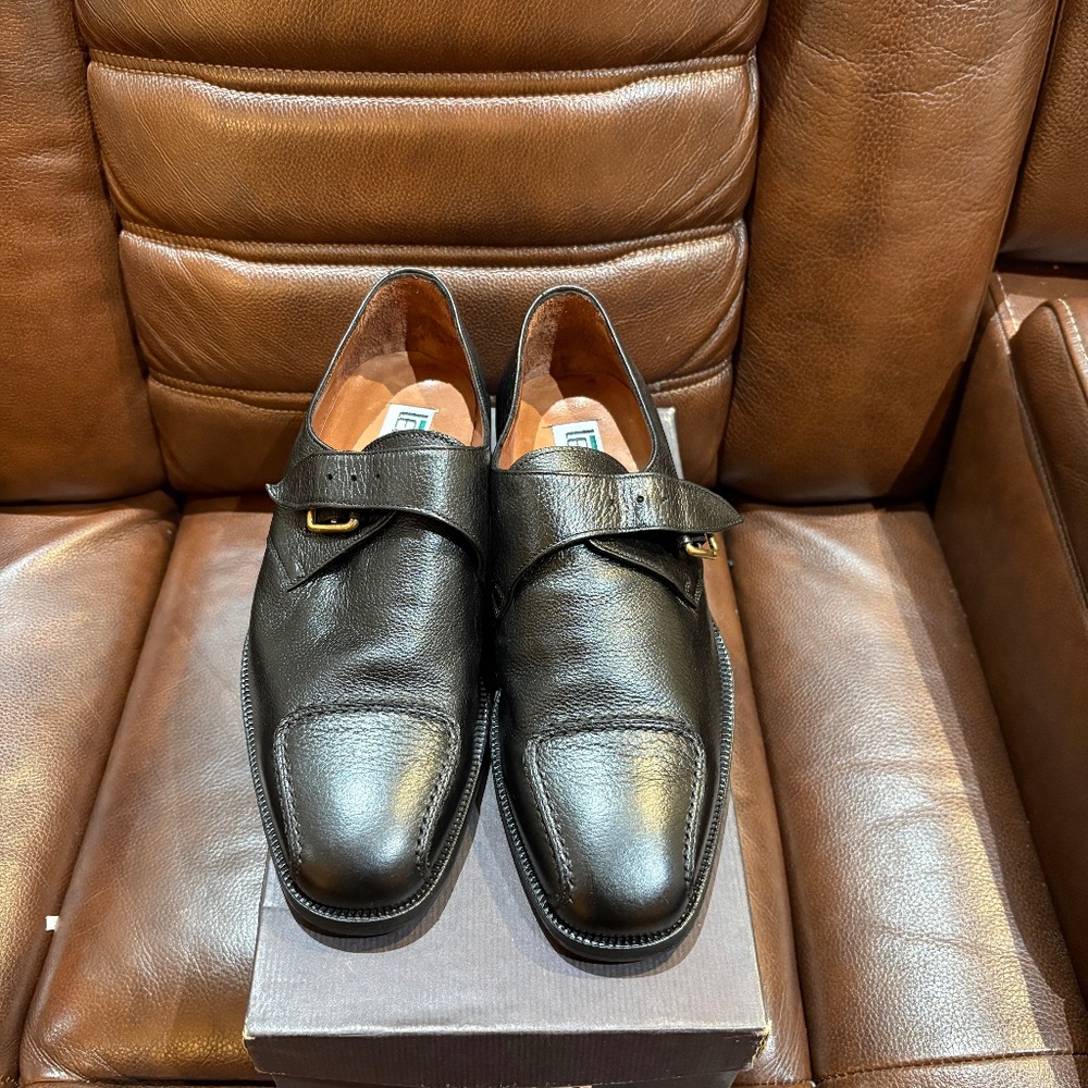 Lenardi Black Leather Loafers Size 7.5
